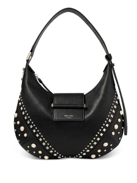 Jimmy Choo small Bar Hobo studded pearl shoulder bag - Black - zdjęcie produktu nr 1