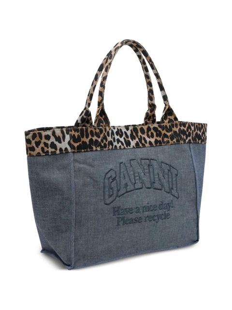 GANNI logo tote bag - Blue