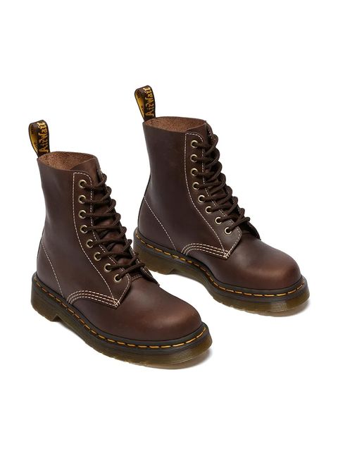 Dr. Martens workery skórzane 1460 Pascal damskie kolor brązowy na platformie DM42595200