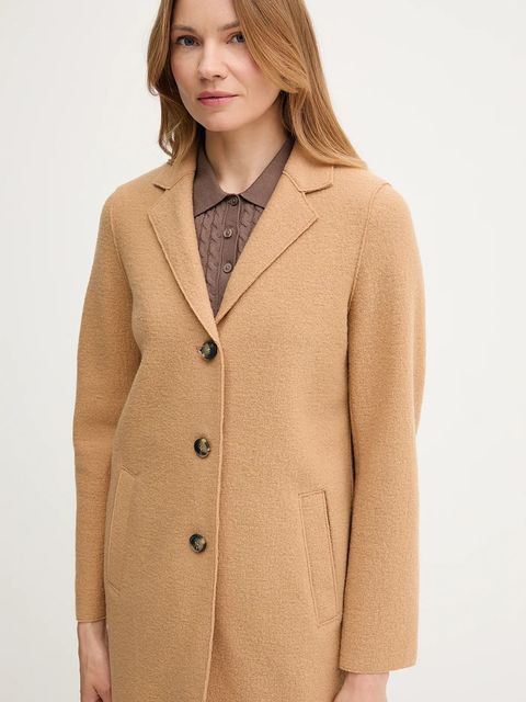 OUI płaszcz wełniany kolor brązowy 79918