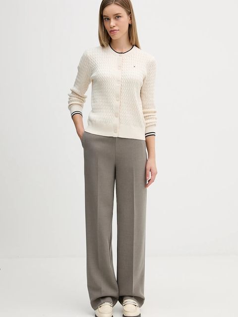 Tommy Hilfiger kardigan bawełniany kolor beżowy lekki WW0WW43329 - zdjęcie produktu nr 2