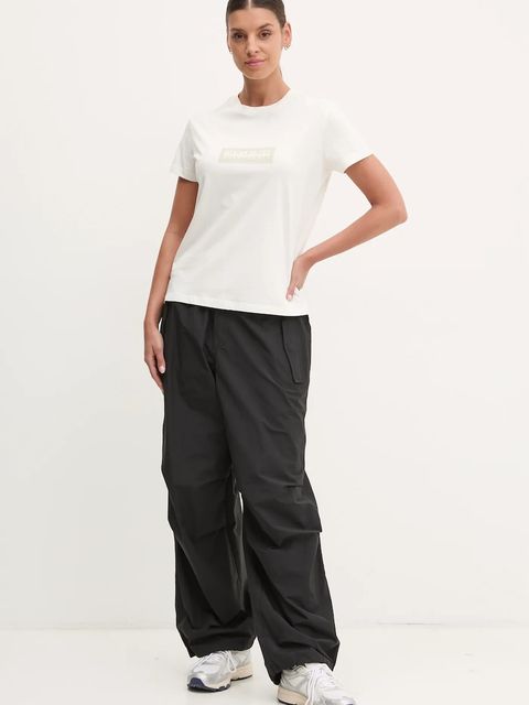 Napapijri t-shirt bawełniany S-Box damski kolor beżowy NP0A4IP12061