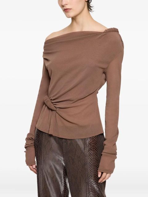 Paris Georgia Croissant long-sleeve knot-detail top - Brown