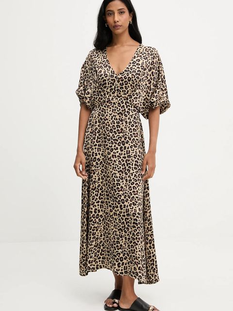 Answear.LAB sukienka kolor beżowy maxi prosta