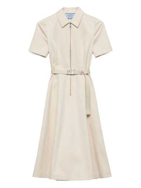 Prada zip-front flared dress - Neutrals