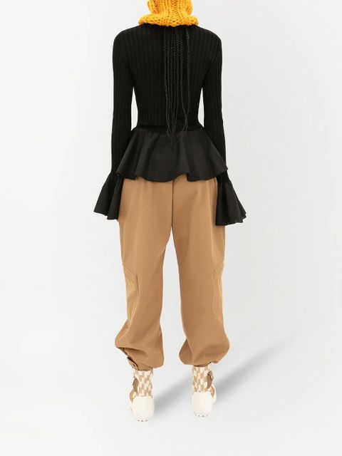 JW Anderson rib-knit peplum top - Black