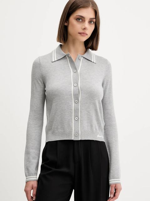 Guess Jeans kardigan z domieszką wełny damski kolor szary lekki W5YR32 Z3HO2 - zdjęcie produktu nr 1