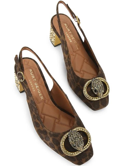 Kurt Geiger London czółenka zamszowe Chelsea Block Slingback kolor brązowy na słupku z odkrytą piętą 3415035289 - zdjęcie produktu nr 2