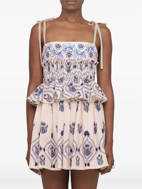 Agua By Agua Bendita Salvador Jarrón cotton mini dress - Neutrals