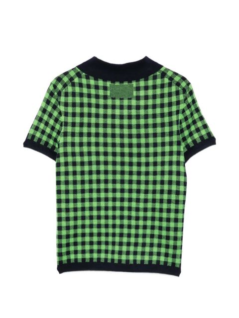 Guest In Residence Shrunken checked polo top - Green - zdjęcie produktu nr 2