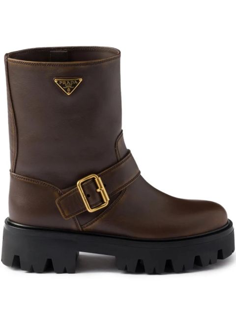 Prada buckle-fastening platform boots - Brown - zdjęcie produktu nr 1