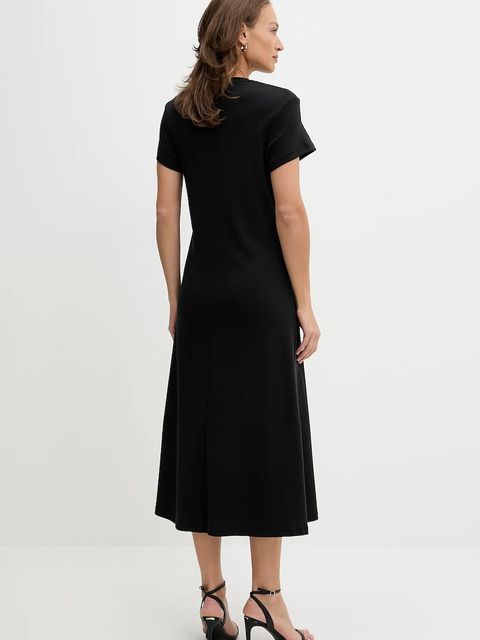 Tommy Hilfiger sukienka bawełniana kolor czarny maxi rozkloszowana WW0WW46710