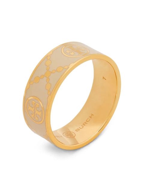 Tory Burch Double T enamel-detail ring - Gold