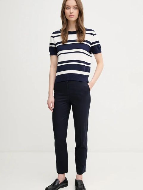 United Colors of Benetton spodnie damskie kolor granatowy fason cygaretki high waist 40FADF08U - zdjęcie produktu nr 2