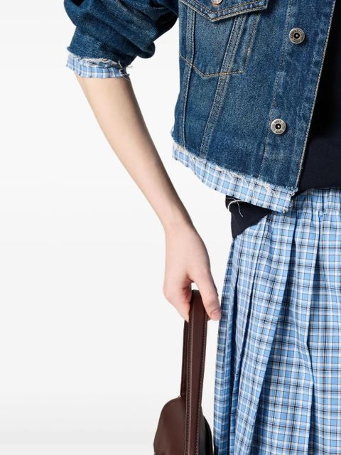 Miu Miu pleated check skirt - Blue
