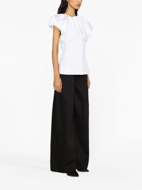 Jil Sander puff-sleeve cotton top - White