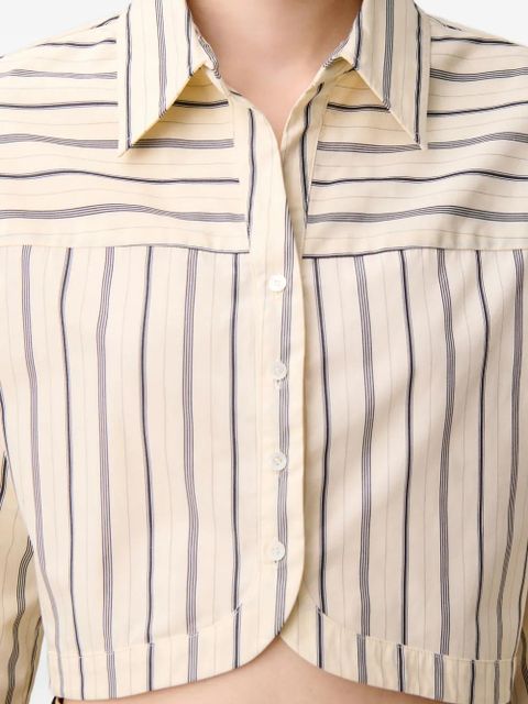 Claudie Pierlot striped-pattern cropped shirt - Neutrals