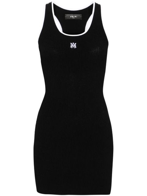 AMIRI contrasting-trim ribbed-knit minidress - Black - zdjęcie produktu nr 1