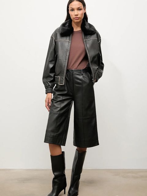 Answear.LAB kurtka skórzana kolor czarny przejściowa - zdjęcie produktu nr 2