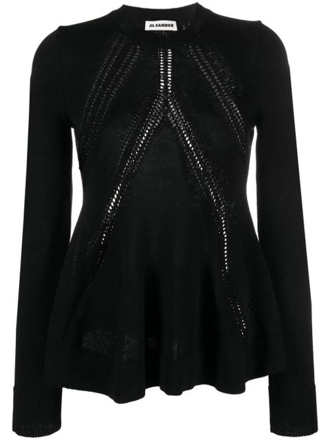 Jil Sander long-sleeved knitted peplum top - Black - zdjęcie produktu nr 1
