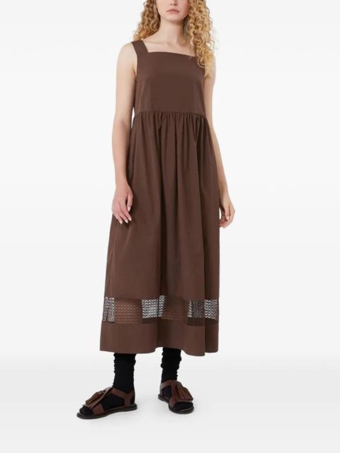 Weekend Max Mara square-neck lace-panel midi cotton dress - Brown - zdjęcie produktu nr 2