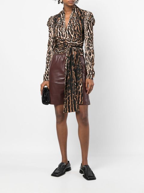 Proenza Schouler leopard-print crepe de chine V-Neck top - Brown