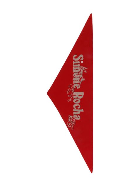 Simone Rocha pearl-embellished logo scarf - Red - zdjęcie produktu nr 1