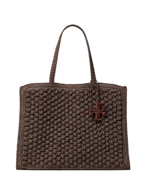 Tory Burch large Ella hand-crocheted popcorn tote bag - Brown - zdjęcie produktu nr 1