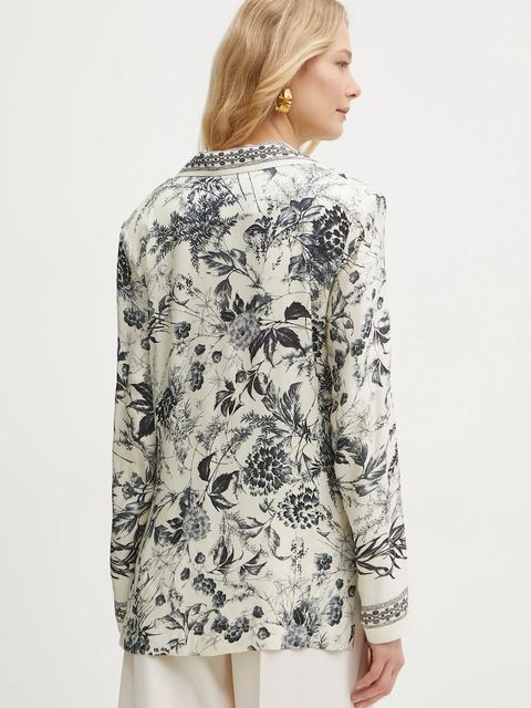 Simona Corsellini marynarka kolor beżowy jednorzędowa wzorzysta P25CPGI003