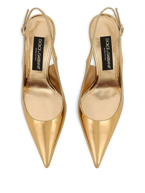 Dolce & Gabbana 90mm slingback pointed-toe pumps - Gold