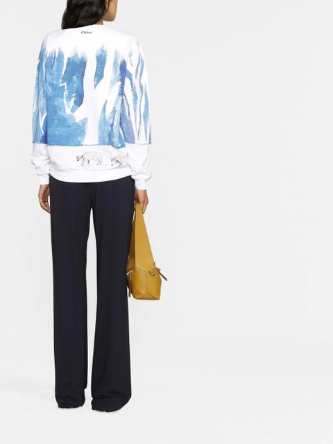 Chloé graphic-print crew-neck sweatshirt - Blue