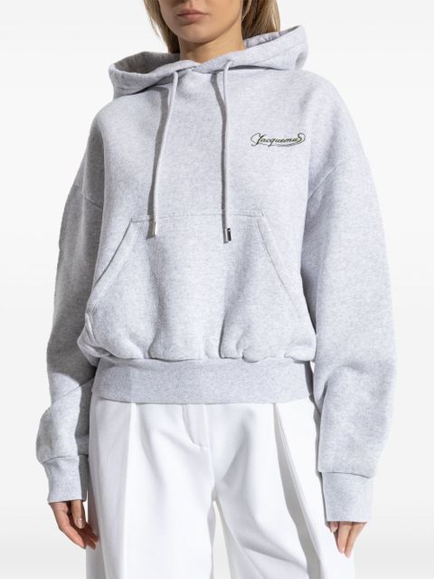 Jacquemus logo-embroidered hoodie - Grey