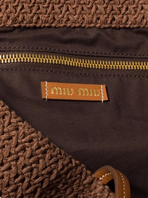 Miu Miu raffia-effect woven tote bag - Brown