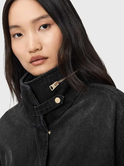 AllSaints kurtka jeansowa CLAY kolor czarny przejściowa W118OD