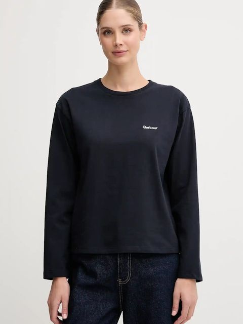 Barbour longsleeve bawełniany LAVENSDALE kolor granatowy LML0899