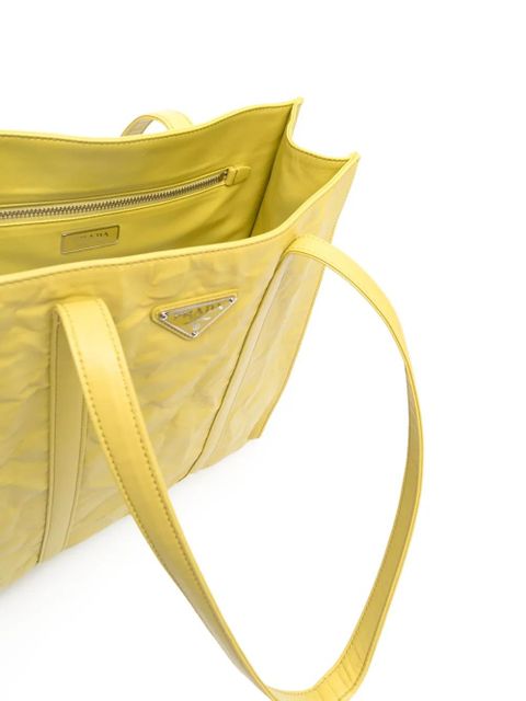 Prada logo-plaque tote bag - Yellow