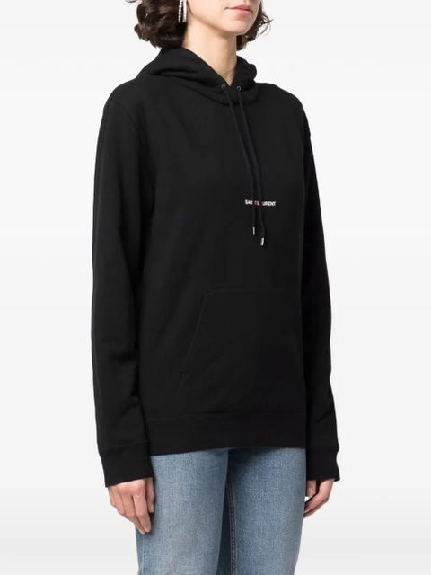 Saint Laurent logo-print drawstring hoodie - Black