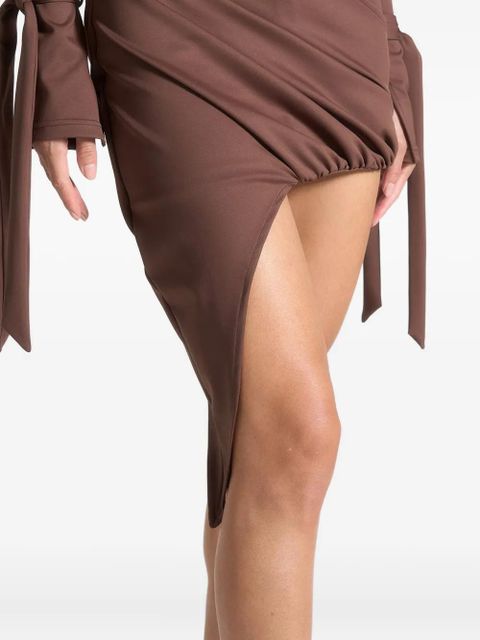 Manière De Voir Diane draped asymmetric mini dress - Brown