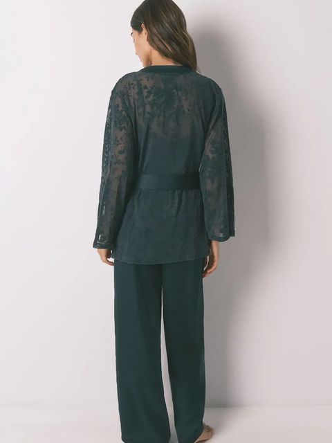 women'secret piżama damska kolor zielony satynowa 2542473