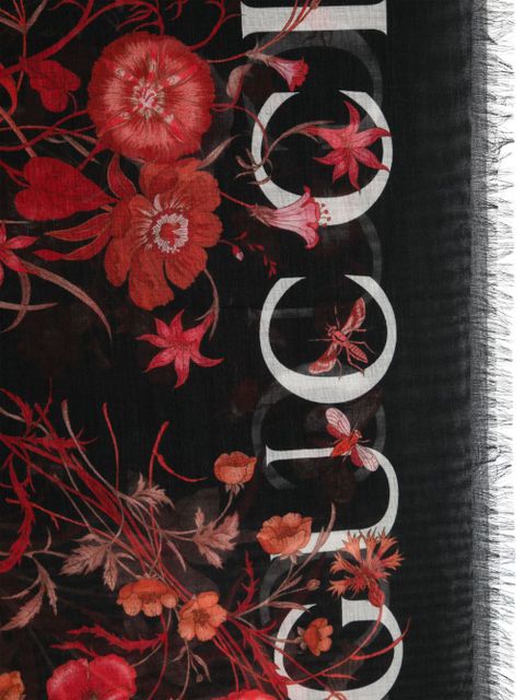 Gucci floral Gucci-print scarf - Black