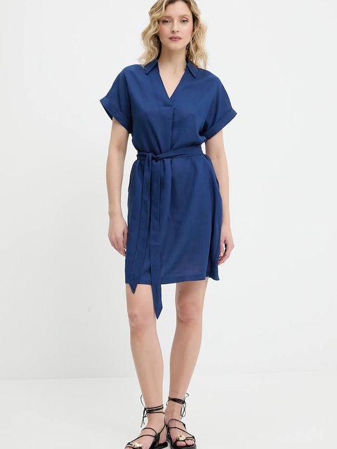 Answear.LAB sukienka z kaszmirem kolor granatowy mini rozkloszowana