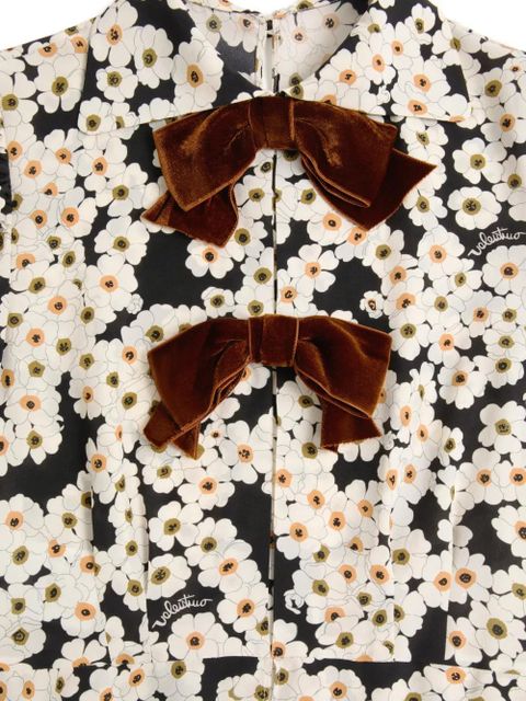 Valentino Garavani Primula-print bow-details midi dress - Black