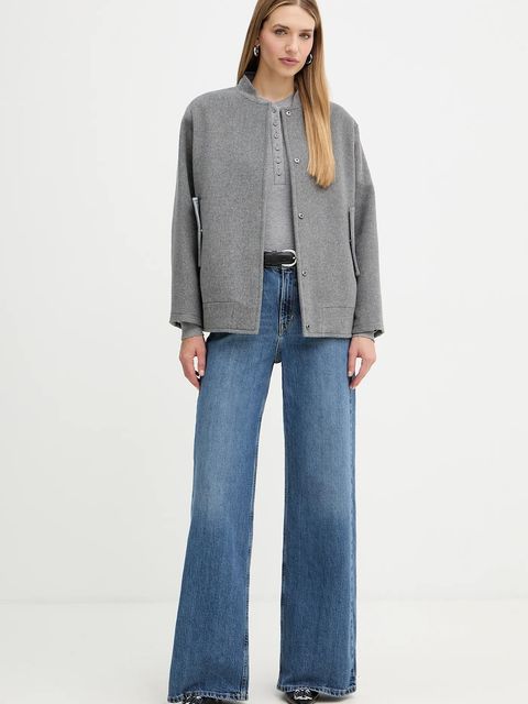 MAX&Co. longsleeve z dodatkiem wełny kolor szary 2526946014200 - zdjęcie produktu nr 2