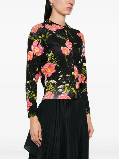 Balenciaga floral-print wool cardigan - Black
