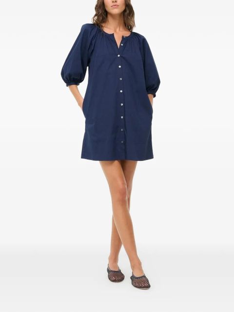 STAUD puffed-sleeve button-fastening mini dress - Blue - zdjęcie produktu nr 2