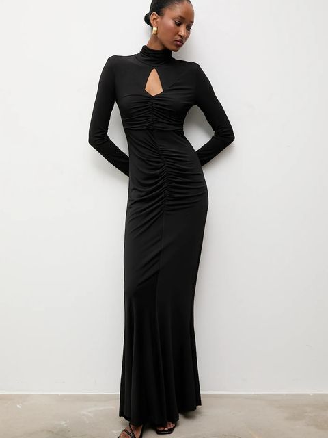 Answear.LAB sukienka kolor czarny maxi dopasowana