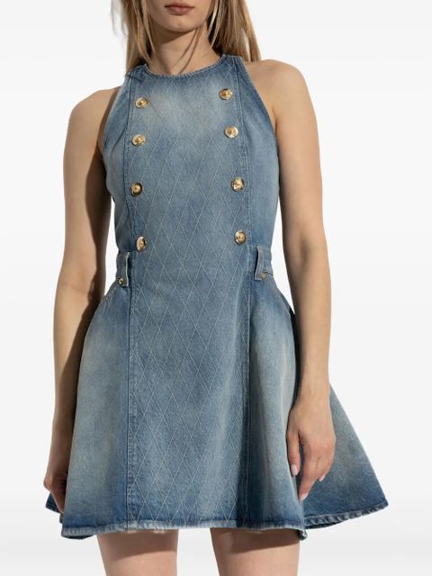 Balmain button-embellished denim dress - Blue