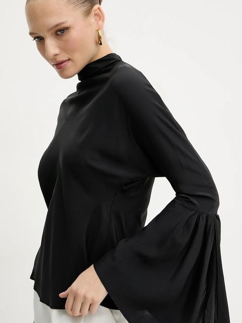 Pinko bluzka z jedwabiem damska kolor czarny gładka 105625 A2S9