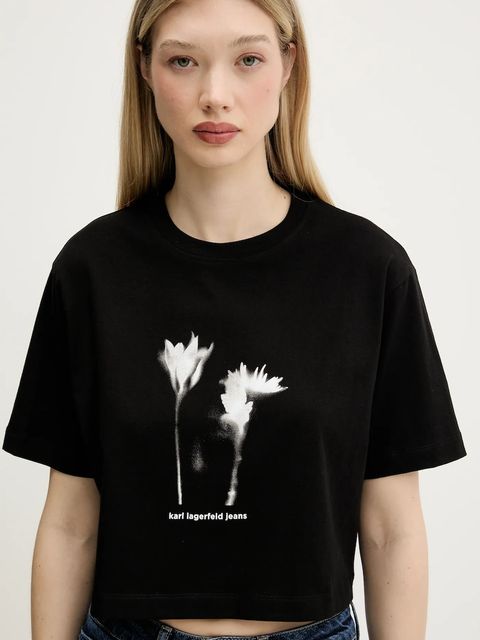 Karl Lagerfeld Jeans t-shirt bawełniany damski kolor czarny A3W17040