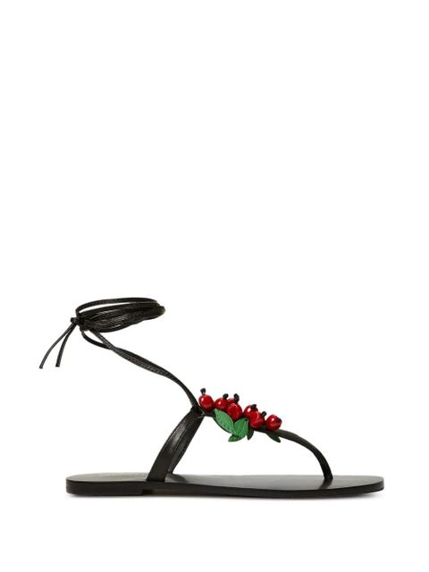 TWINSET cherries-detail lace-up sandals - Black - zdjęcie produktu nr 1